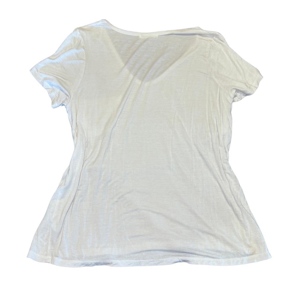 Lush Womens White V-Neck Short Sleeve Size Large Blouse - Picture 3 of 3